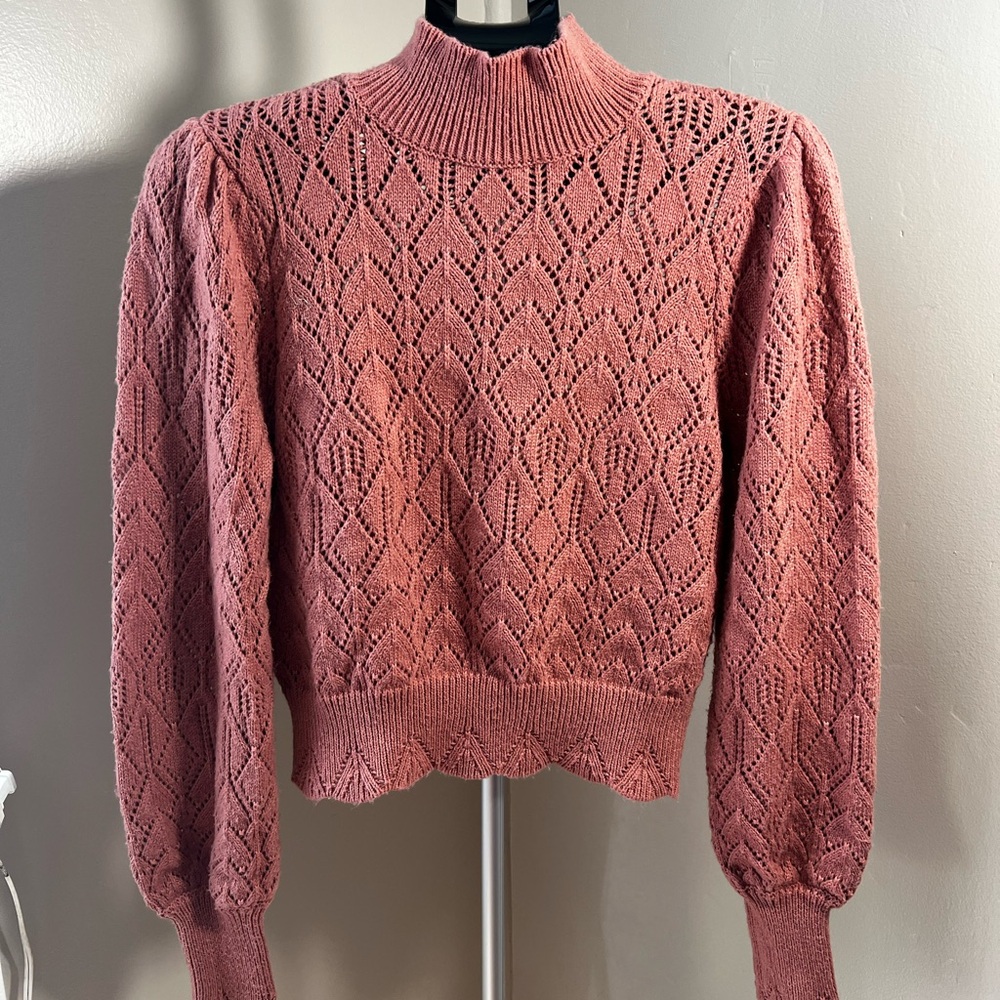 Marled Dusty Pink Knit Turtleneck Sweater